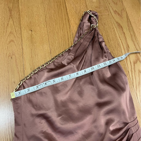 Reiss Adaline One Shoulder Drape Satin Dress With Chain - Picture 12 of 16